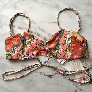 Agua Bendita Nwt Kayla Seed Floral Print Wireless Swim Bikini Top